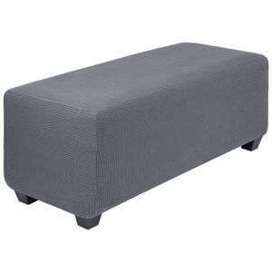 Ottoman Cover with Elastic Bottom Slipcover Small Dark Gray